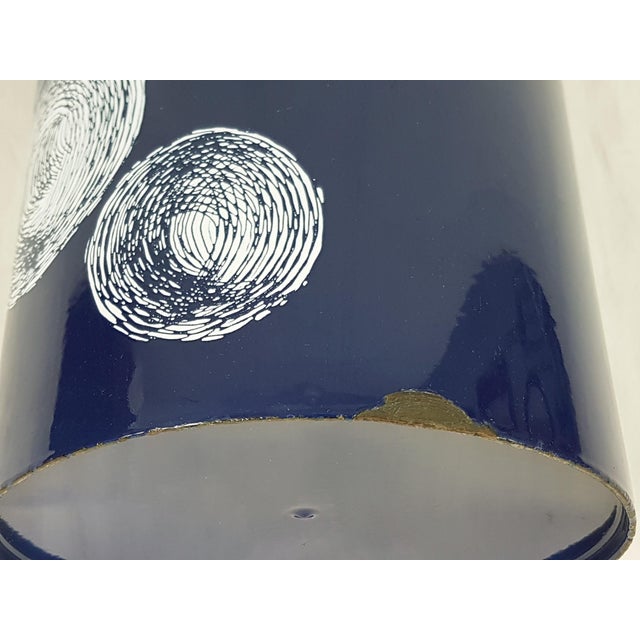 Italian Blue, White & Black Enameled Metal Umbrella Stand, 1960s For Sale - Image 12 of 14