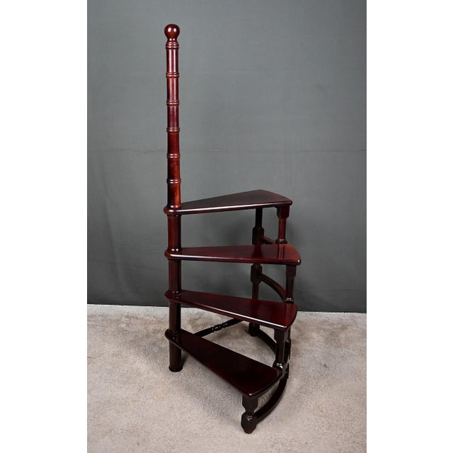 Library Staircase in Stained Beech, 1900s For Sale - Image 9 of 15