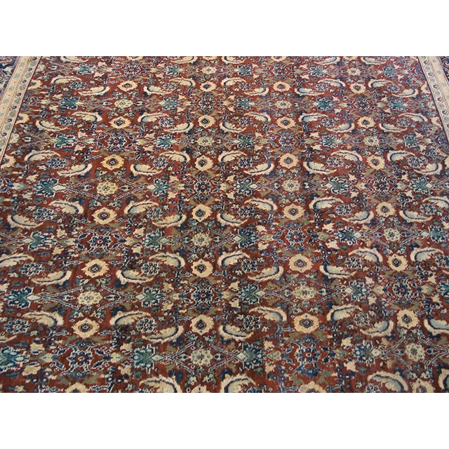 Fantastic Red and Blue Color With Great Palmette Antique Agra Rug For Sale - Image 4 of 5