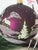 Vintage artisan European large jumbo glass Christmas Ball ornament 5”. Purple mercury glass painted winter landscape.