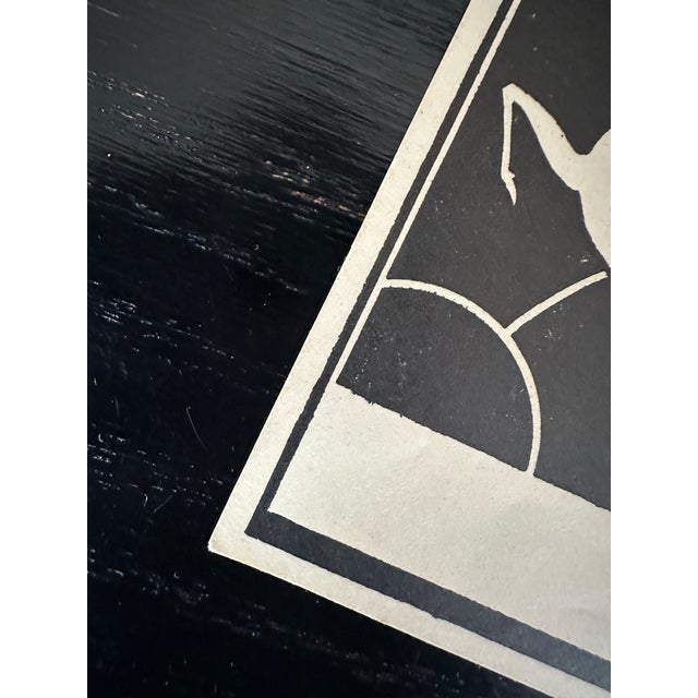 Paper Vintage Art Deco Ex Libris Bookplate With Gazelle Artwork For Sale - Image 7 of 9