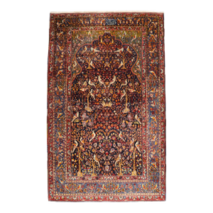 Early 20th Century Botanical Persian Pictorial Rug