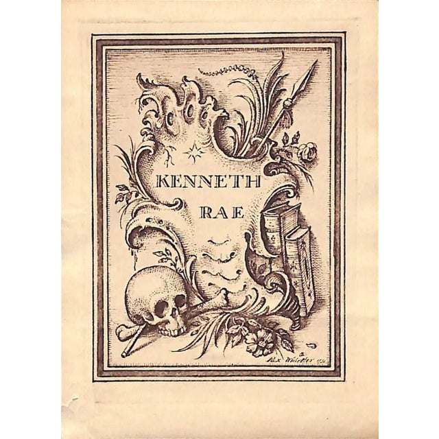 Traditional Rex Whistler Designed 1931 Bookplate For Kenneth Rae For Sale - Image 3 of 4