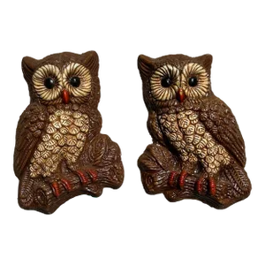 Mid 20th Century Owl Wall Hangings- a Pair