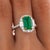 2.22 Carat Emerald Cut Natural Colombian 10mm Emerald & Baguette Diamond Ring Size 6 For Sale - Image 9 of 12