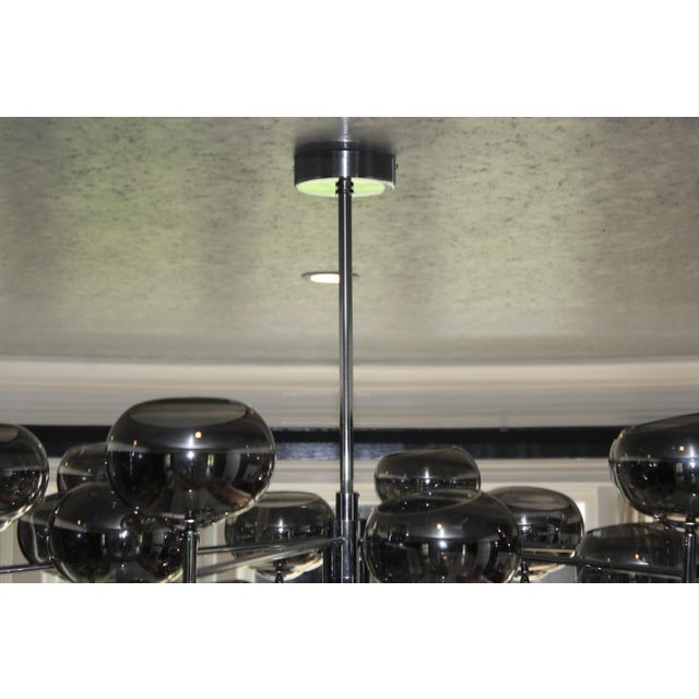 Donghia Renaldo 18-Arm Chandelier Grey Glass Globes Polished Chrome Finish For Sale In New York - Image 6 of 11