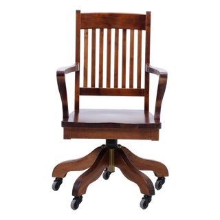 Vintage Wooden Swivel Office Chair For Sale