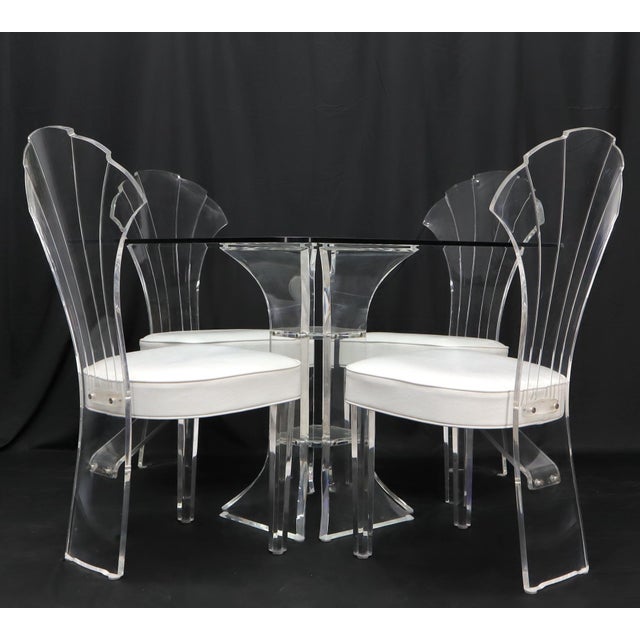 Mid-Century Modern scallop shape back set of four chairs and matching dining table set. Chair dimensions: 19 x 18 x 39 x...