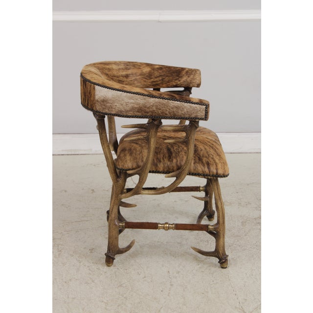 Theodore Alexander Theodore Alexander Antler Chair W. Animal Hide For Sale - Image 4 of 15