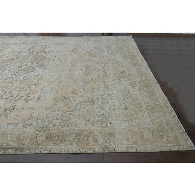 1970s 1970s Vintage Persian Handmade Wool Cotton Orange Area Rug For Sale - Image 5 of 11