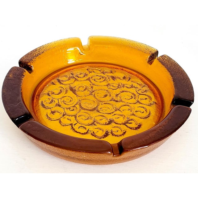 1960s 1960s Blenko Glass Large Ashtray/Catchall Designed by Joel Myers For Sale - Image 5 of 11