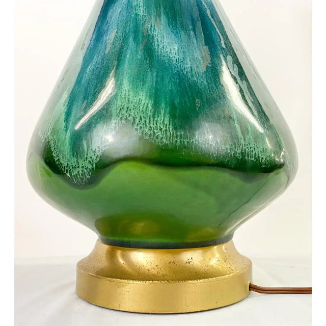 Green Mid Century Modern Green Malachite Table Lamp For Sale - Image 8 of 13