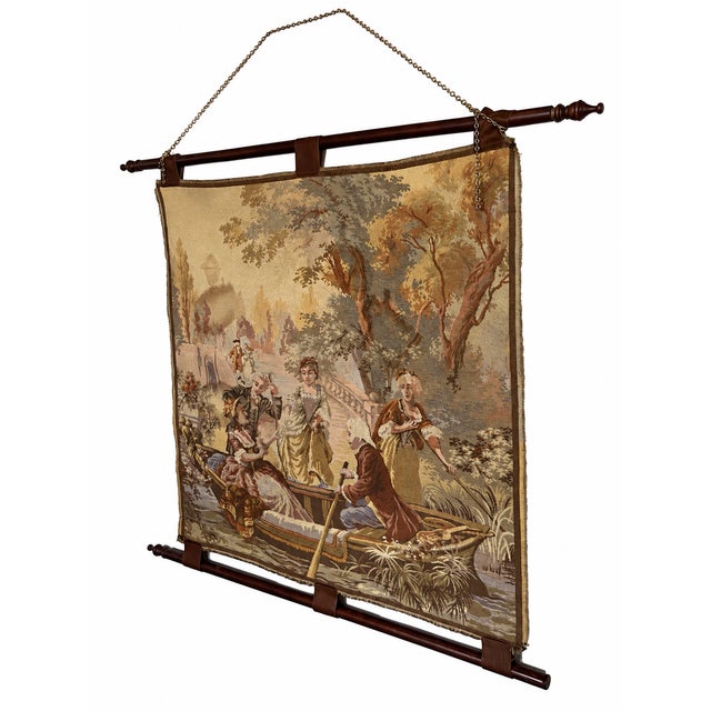 Mid-Century French Pastoral Tapestry Wall Hanging For Sale - Image 4 of 9
