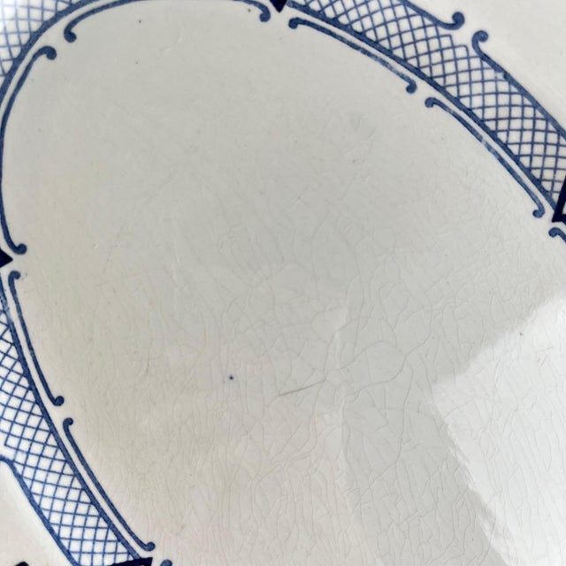 Oval Serving Platter Jane Model in Blue by Terre De Fer Kg from Lunéville, 1890 For Sale - Image 6 of 10