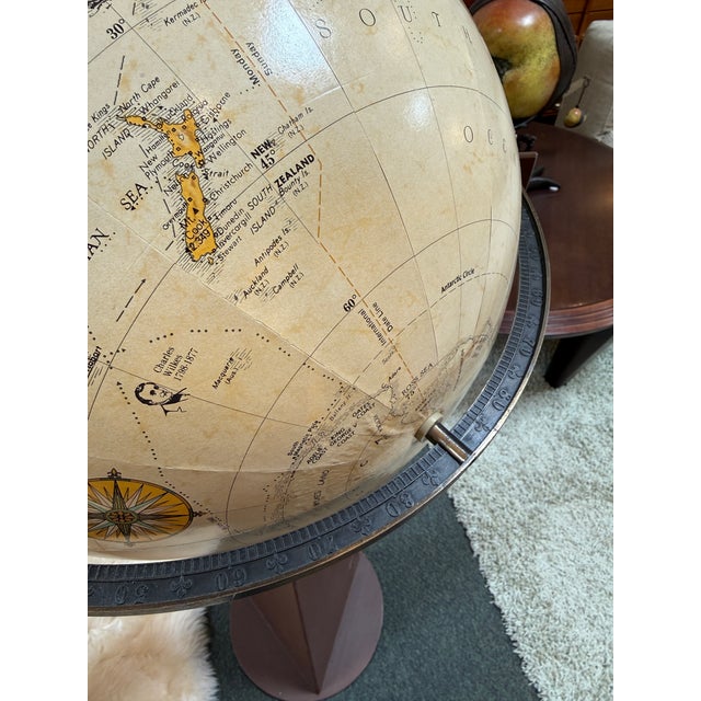 Tom Torrens Replogle World Floor Globe on Cast Metal Stand For Sale In San Francisco - Image 6 of 12