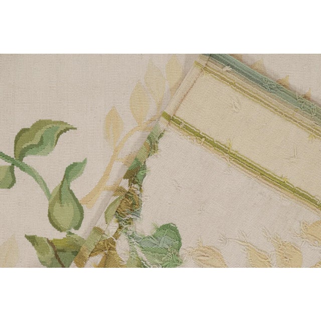 Textile 2010s Rug & Kilim’s Tudor Style Flatweave Runner in Cream & Green Floral Patterns For Sale - Image 7 of 8