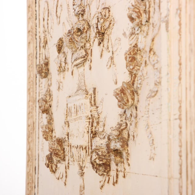 19th Century A French Neoclassical Style Painted Wood Trumeau Mirror, C. 1890. For Sale - Image 5 of 8