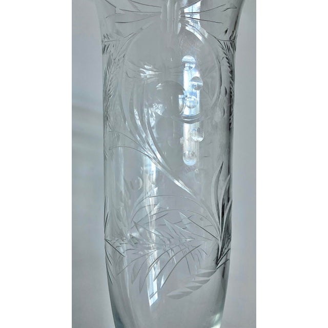 Silver Pairpoint Cut Glass Vase With Sterling Silver Base (C. 1915) For Sale - Image 8 of 9