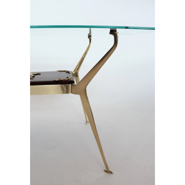 Cesare Lacca Italian Coffee Table in Brass and Mahogany, 1950s For Sale - Image 4 of 18