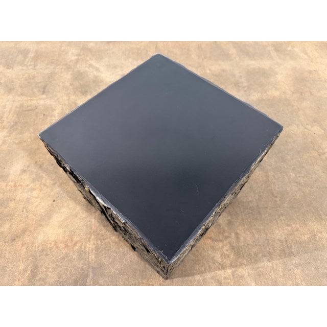 Black Adrian Pearsall Brutalist Cube Side Table, Resin & Wood, 1970s Design For Sale - Image 8 of 9