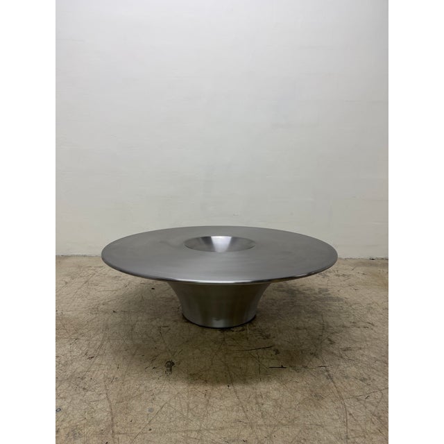 Rare Alien coffee or cocktail table rendered in steel and aluminum designed by Italy based Japanese designer Yauhiro Shito...