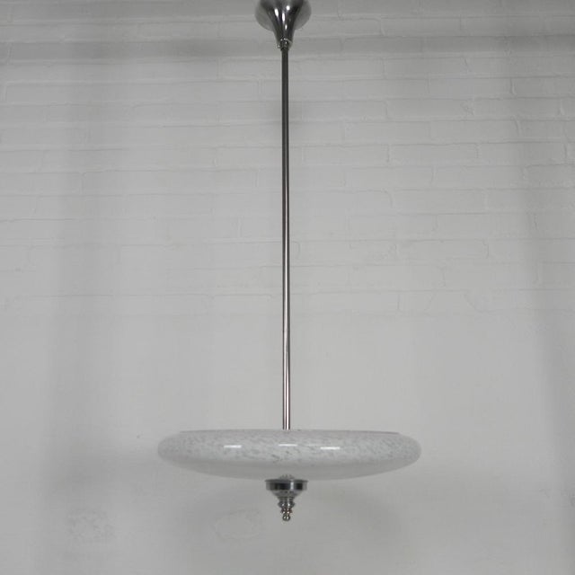 Art Deco Pendant Lamp with Cloudy Glass Bowl, 1930s For Sale - Image 16 of 18