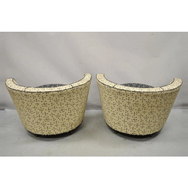Mid 20th Century Vintage Mid Century Modern Round Upholstered Oversized Club Lounge Chairs - Pair For Sale - Image 10 of 12