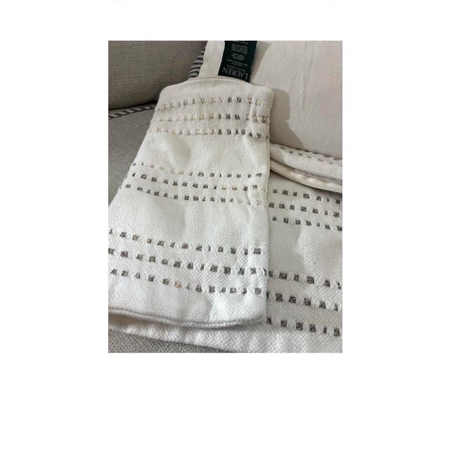 Vintage Ralph Lauren Throw Pillow Cover Stitch Stripes Off White For Sale In Miami - Image 6 of 12
