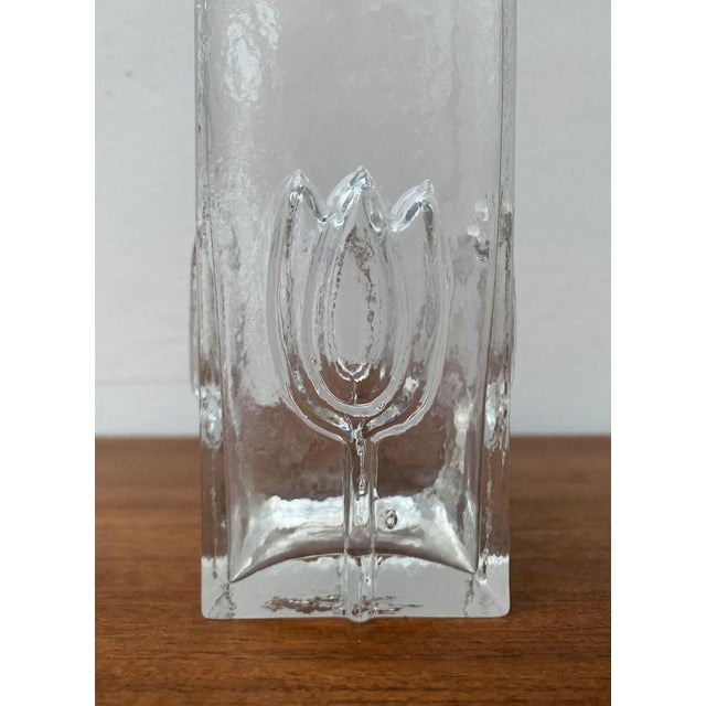 Mid-Century Scandinavian Glass Vase with Flower Motif, 1960s, in Very Good conditions. Designed 1960 to 1969
