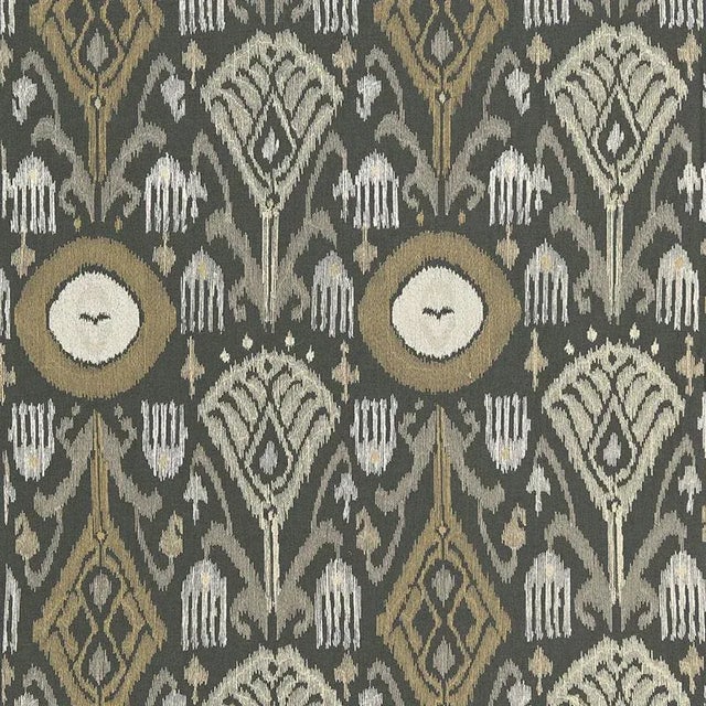 Sample - Schumacher Turkestan Embroidery Fabric in Charcoal For Sale