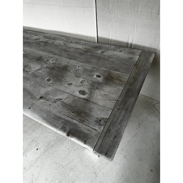 Vintage Wood Trestle Farmhouse Rustic Ralph Lauren Dining Table For Sale In New York - Image 6 of 10