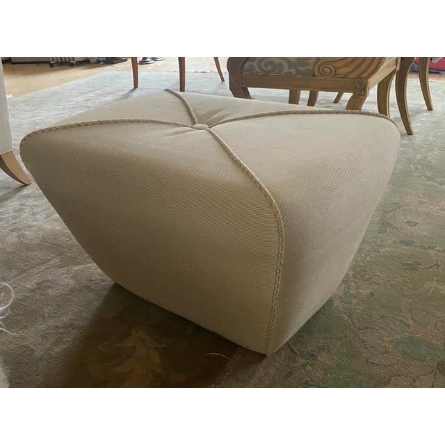 Mid-Century Modern 1980s Upholstered Ottoman For Sale - Image 3 of 6