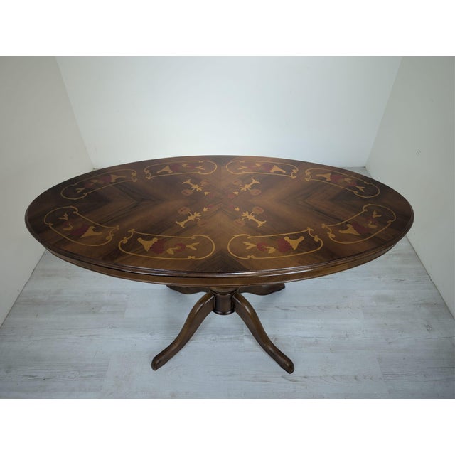 Vintage Oval Table with Inlaid Wood, 1962 For Sale - Image 11 of 18