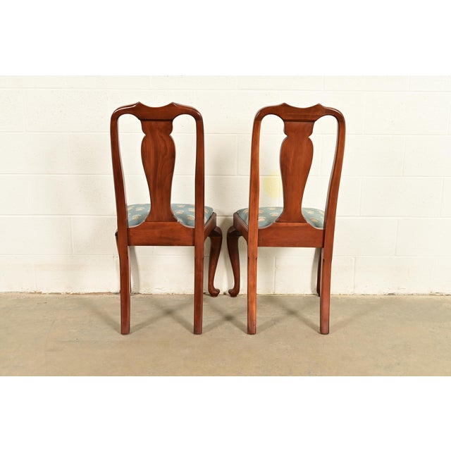 Henkel Harris Queen Anne Solid Cherry Wood Side Chairs or Dining Chairs, Pair For Sale - Image 11 of 14