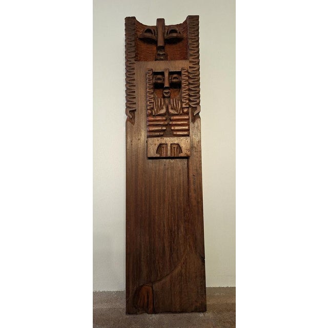 1970s Modernist Wall Sculpture in Carved Wood, 1971 For Sale - Image 5 of 7