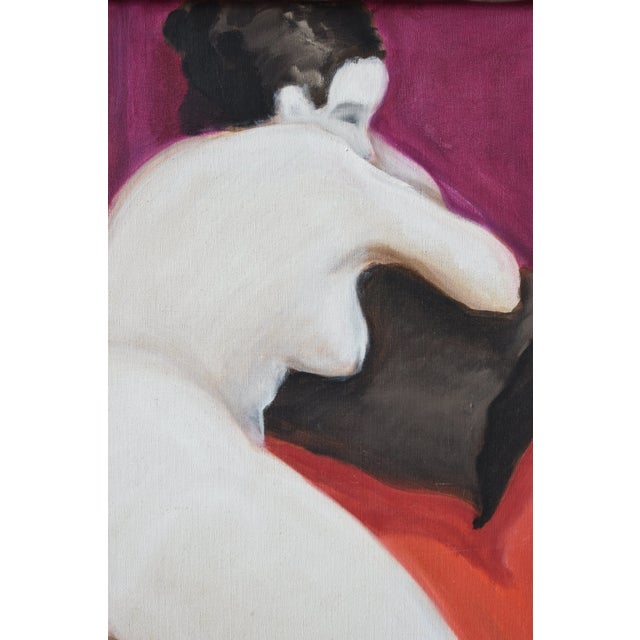 Wood Vintage Vibrant Nude in Repose Painting, Circa 1970s-80s For Sale - Image 7 of 12