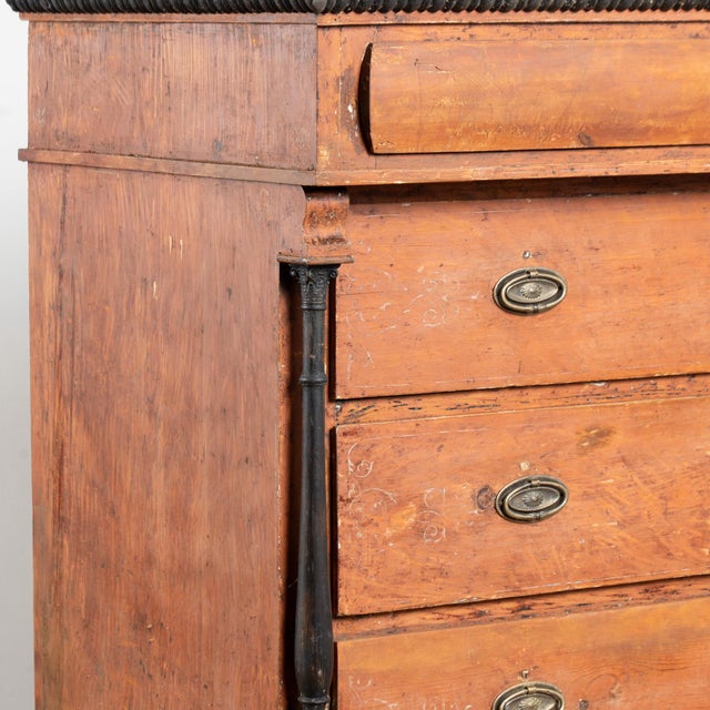 Early 19th Century Danish Original Painted Pine Chest of Five Drawers For Sale - Image 11 of 18
