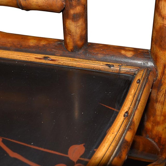 Early 20th Century Chinoiserie Japanned English Pagoda Bamboo Standing Corner Shelf or Etagere For Sale - Image 5 of 11