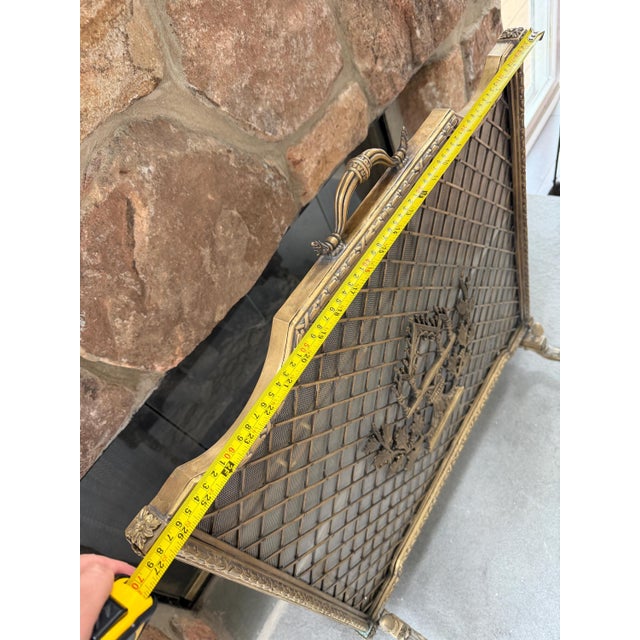 Late 20th Century Super Heavy French Louis XV Style Brass Fireplace Screen Fire Screen 30"h X 27"w X 13"d For Sale - Image 12 of 12