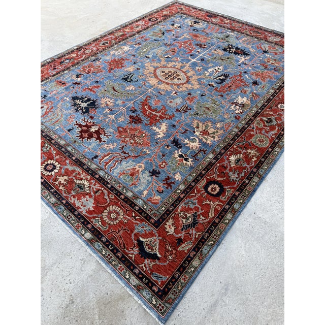 Blue Persian Bidjar Design Hand-Knotted Wool Rug, 09'01 X 11'10 For Sale - Image 4 of 10