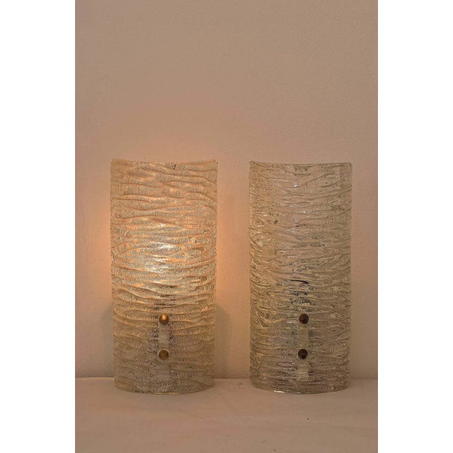 Kalmar Frosted Glass and Brass Sconces from Kalmar, 1950s For Sale - Image 4 of 6