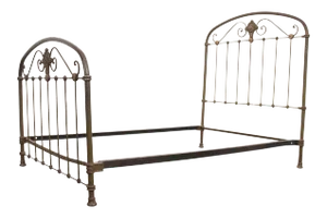 French 20th Century Full-Size Metal Bedframe