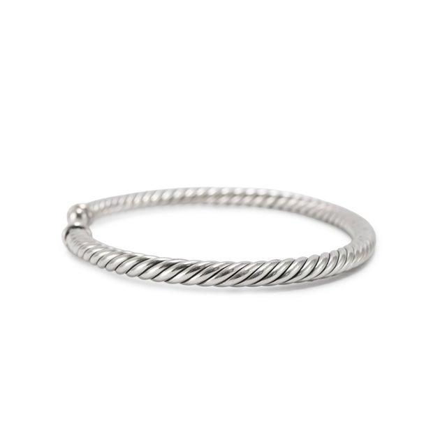 Modern David Yurman Cable Flex 4mm 925 Sterling Silver Cuff Bangle Bracelet For Sale - Image 3 of 9