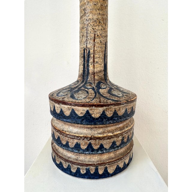 A fabulous pair of graphic stoneware table lamp designed by Jette Hellerøe Denmark,for Axella signed, stamped and numbered...