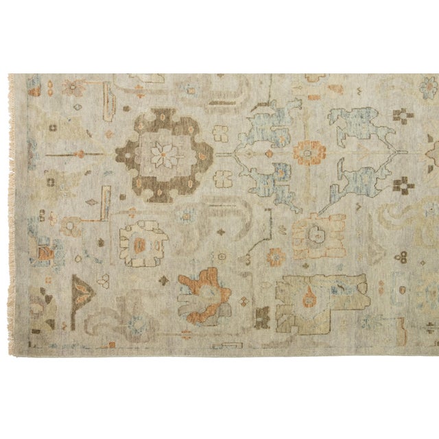 2020s Modern Artisan Collection Indian Room Size Wool Rug in Beige For Sale - Image 5 of 10