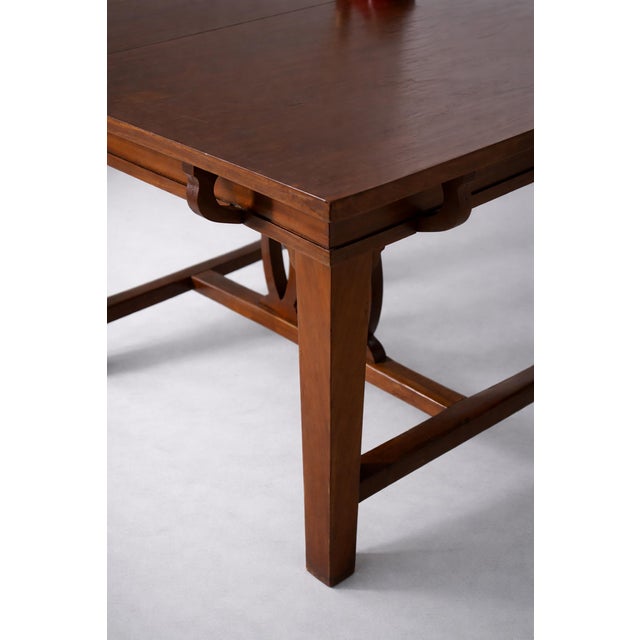 Art Nouveau Italian Walnut Extendable Dining Table with Lyre Motif Base, 1905 For Sale - Image 11 of 14