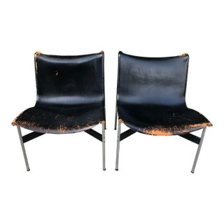 MCM Katavalos Black Leather "New York" Lounge Chairs - Set of 2 For Sale