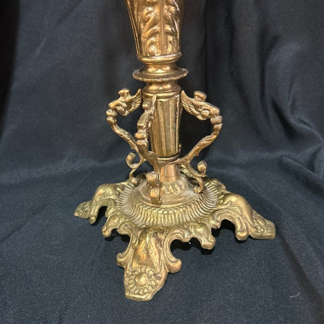 Gold 1800’s Stunning Gold Candleholder With Prisms For Sale - Image 8 of 9