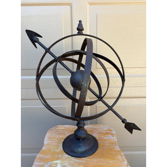 Bronze Vintage French Country Iron Garden Armillary Sundial- Outdoor Estate Decor For Sale - Image 8 of 9