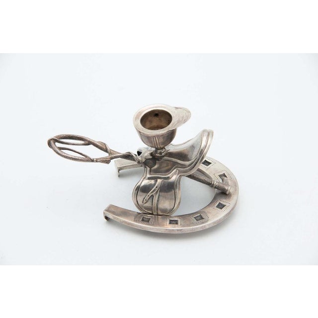 Silver Paddle with Horseshoe, Peg and Horse Saddle For Sale - Image 5 of 5